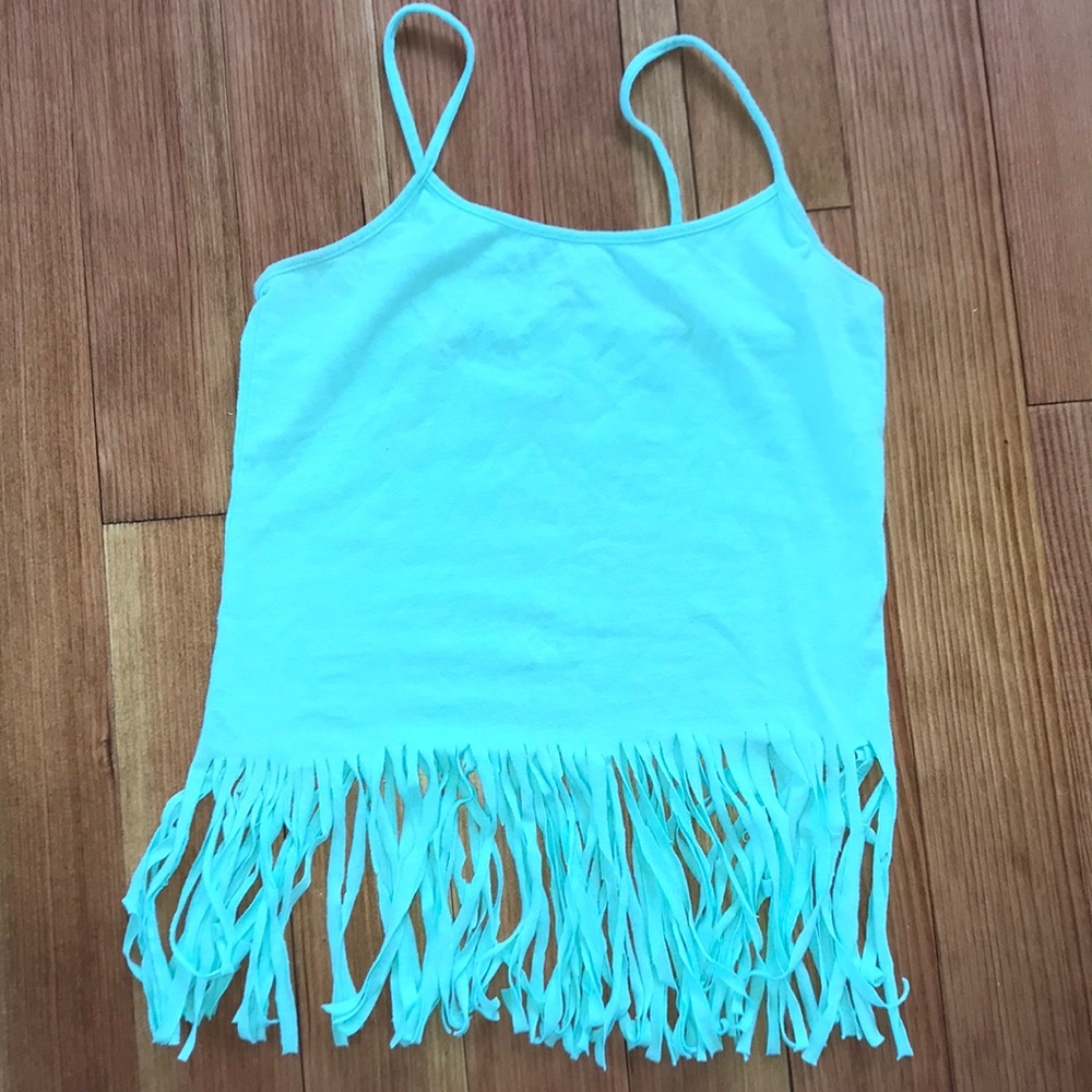 Teal tank top spaghetti straps hippy